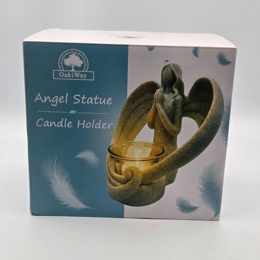 OakiWay Memorial Gifts Angel Statue Figurine LED Tealight Candle Holder NEW